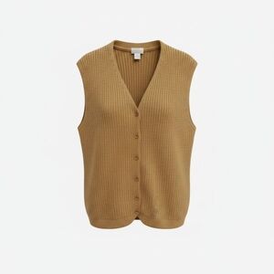 Roaman's Camel Ribbed Button-Front Vest